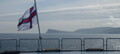 Færøyske flagg, bakerst på Norröna (foto: Ole Jakob Brustad)
